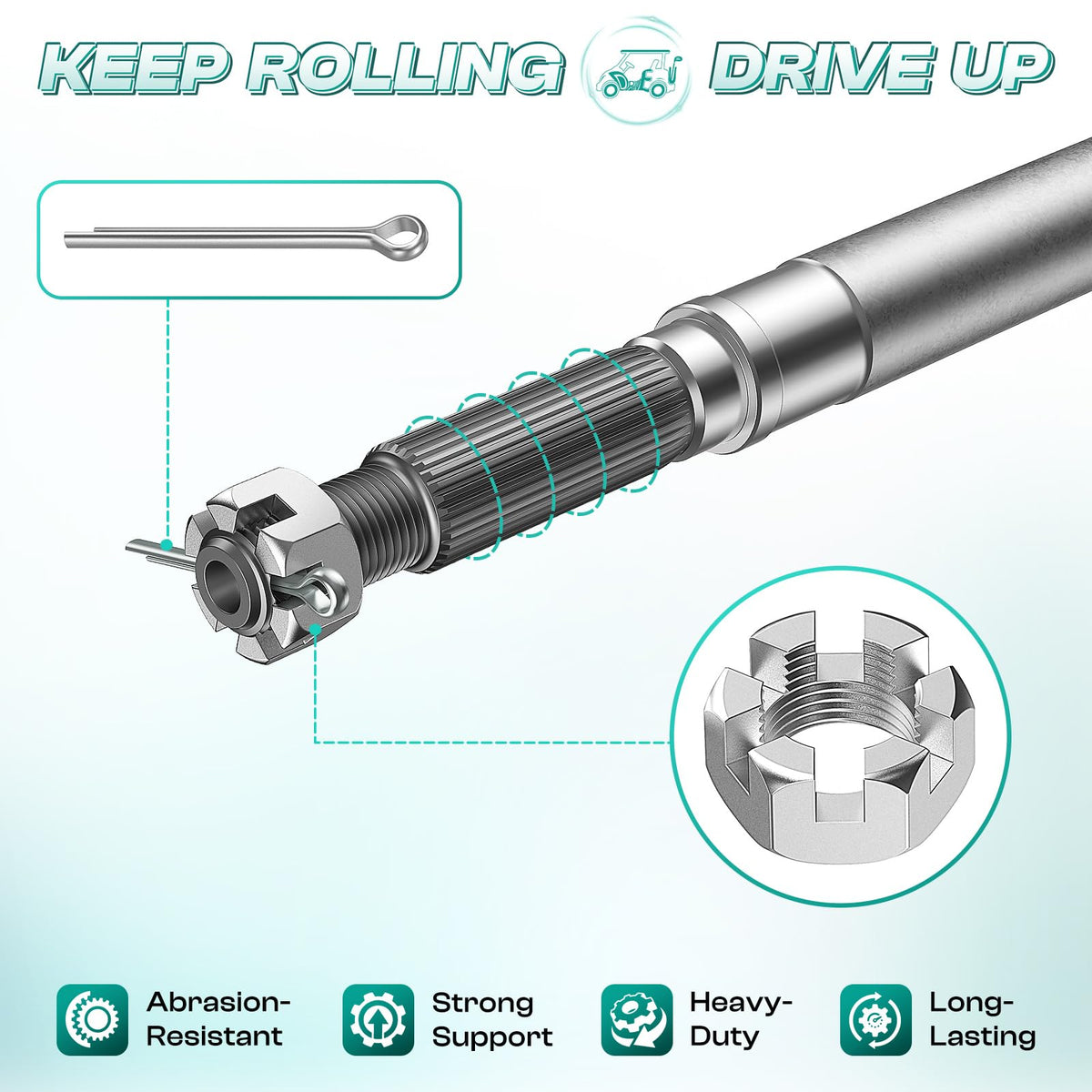 Yamaha rear spline axle shaft length 18-1/2 inches shown for precise fit.