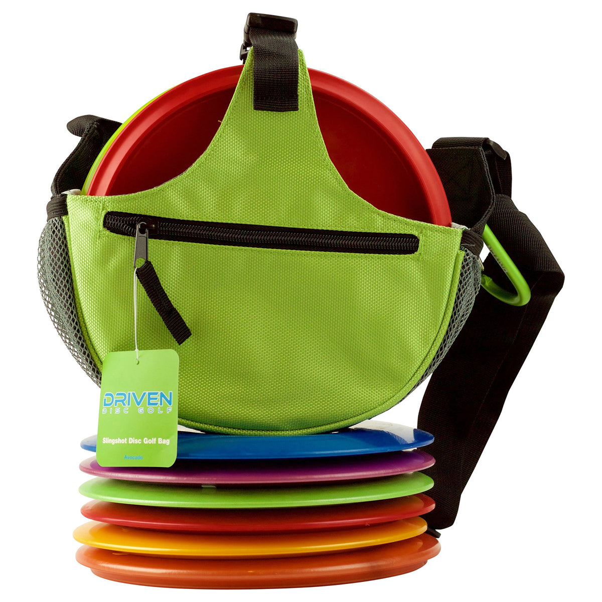 Driven Slingshot bag open design enables quick one-handed disc grabs.