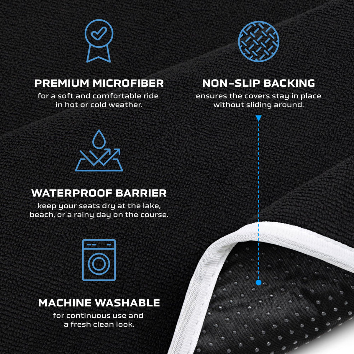 Dryva non-slip grips keep the cover securely in place.