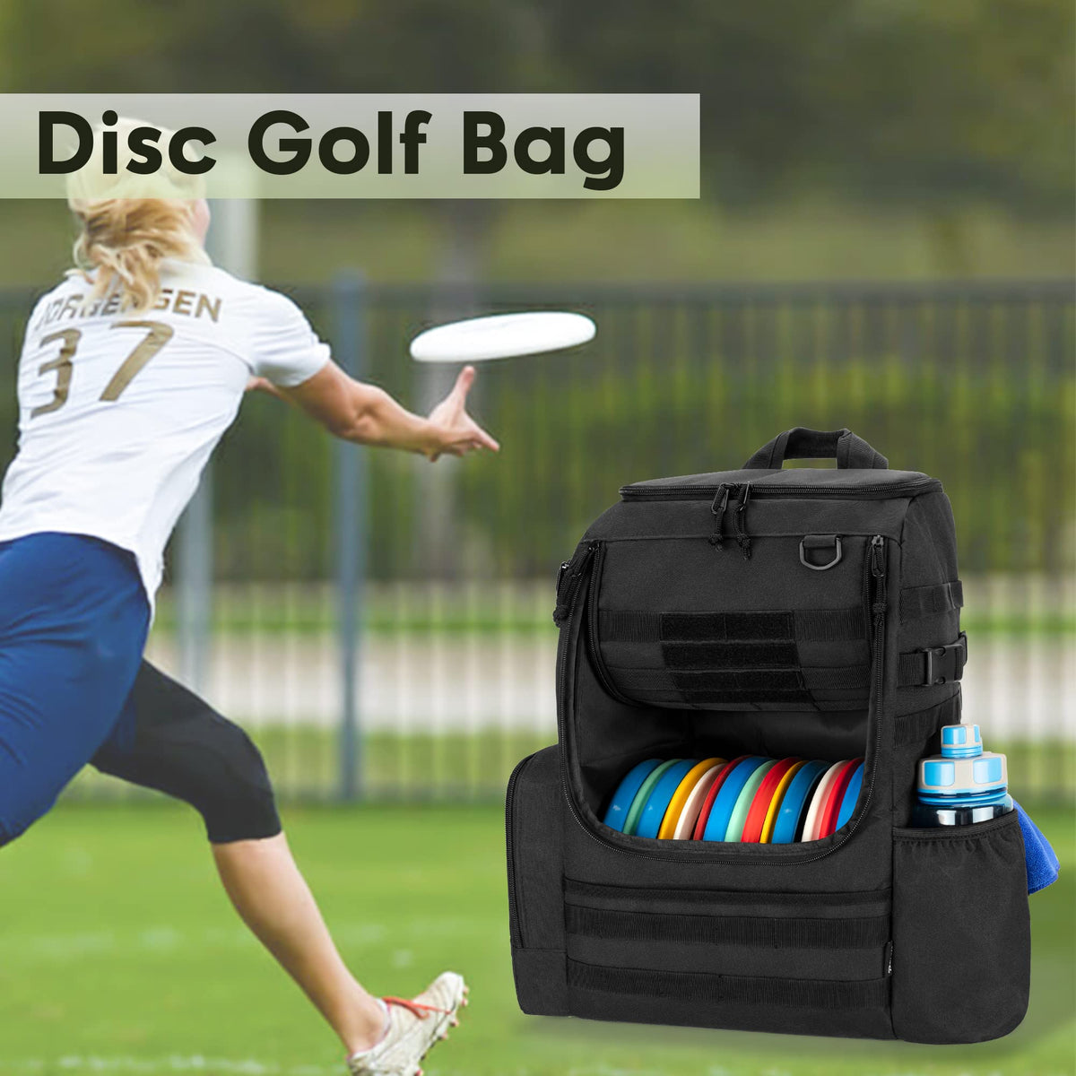 DSLEAF Disc Golf Bag dimensions 11.2 x 8.9 x 19.4 inches