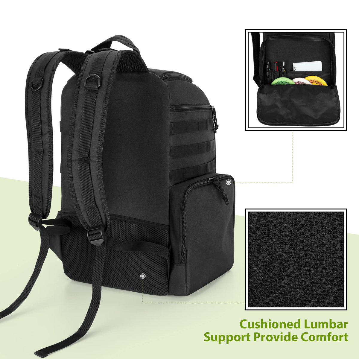 DSLEAF Disc Golf Bag sturdy sidewall boards keep it standing