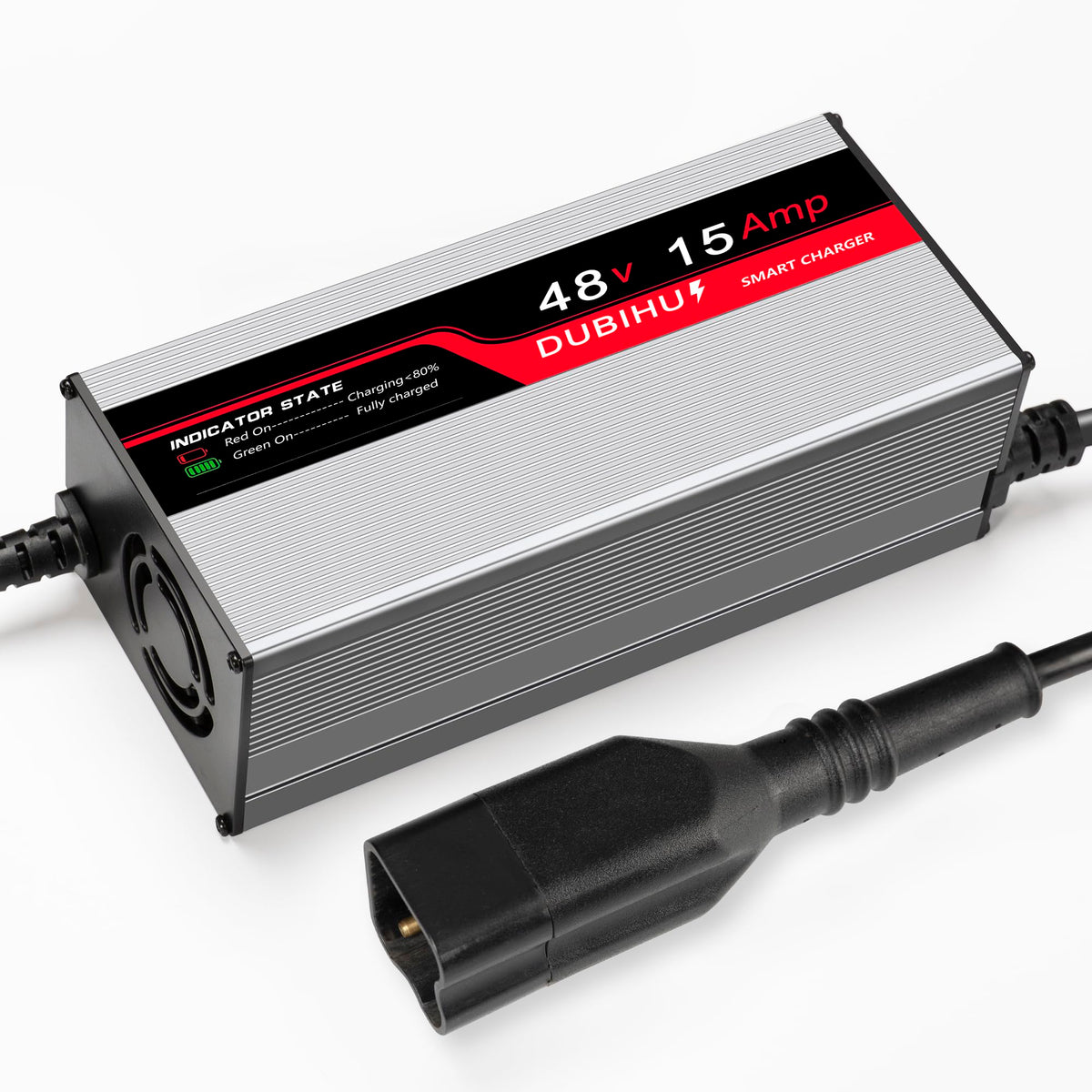 DUBIHU 48V charger connected to Yamaha G29 for stable charging.