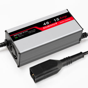 DUBIHU 48V charger connected to Yamaha G29 for stable charging.