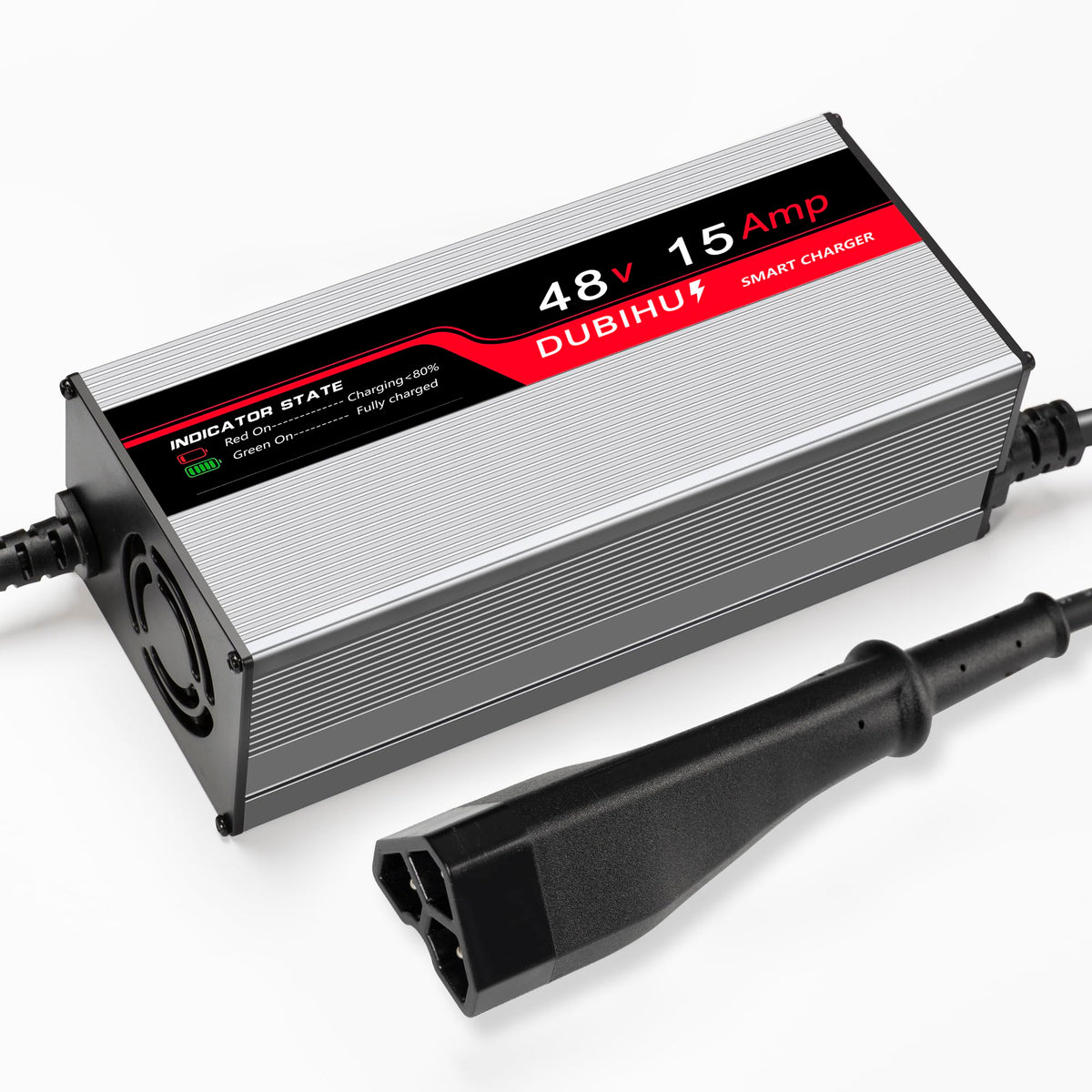 DUBIHU 48V RXV charger front view showing fast charging for EZGO RXV golf carts.