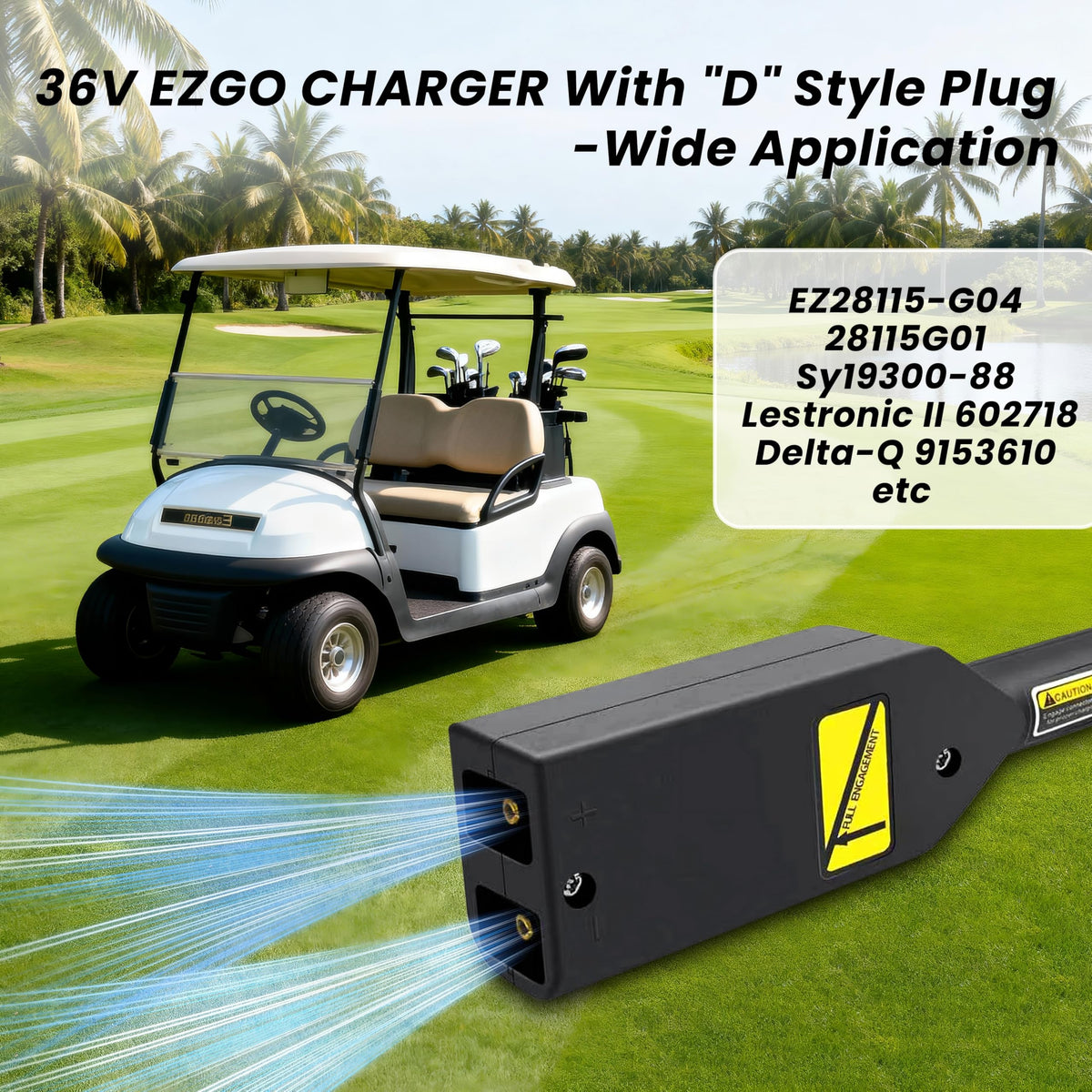 DUKVI 36V 18A charger with smart protection auto-adjusts voltage and current.