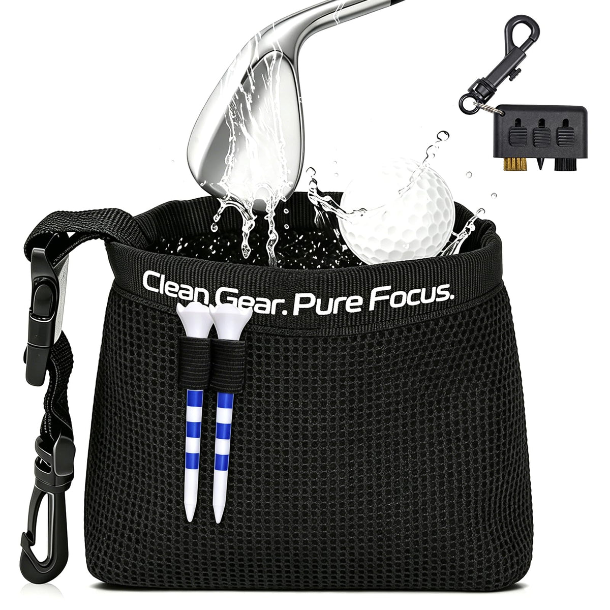Duluvop golf cleaning bag with tees ready for quick on-course setup