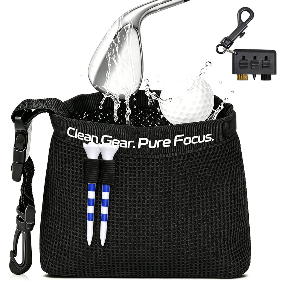 Duluvop golf cleaning bag with tees ready for quick on-course setup