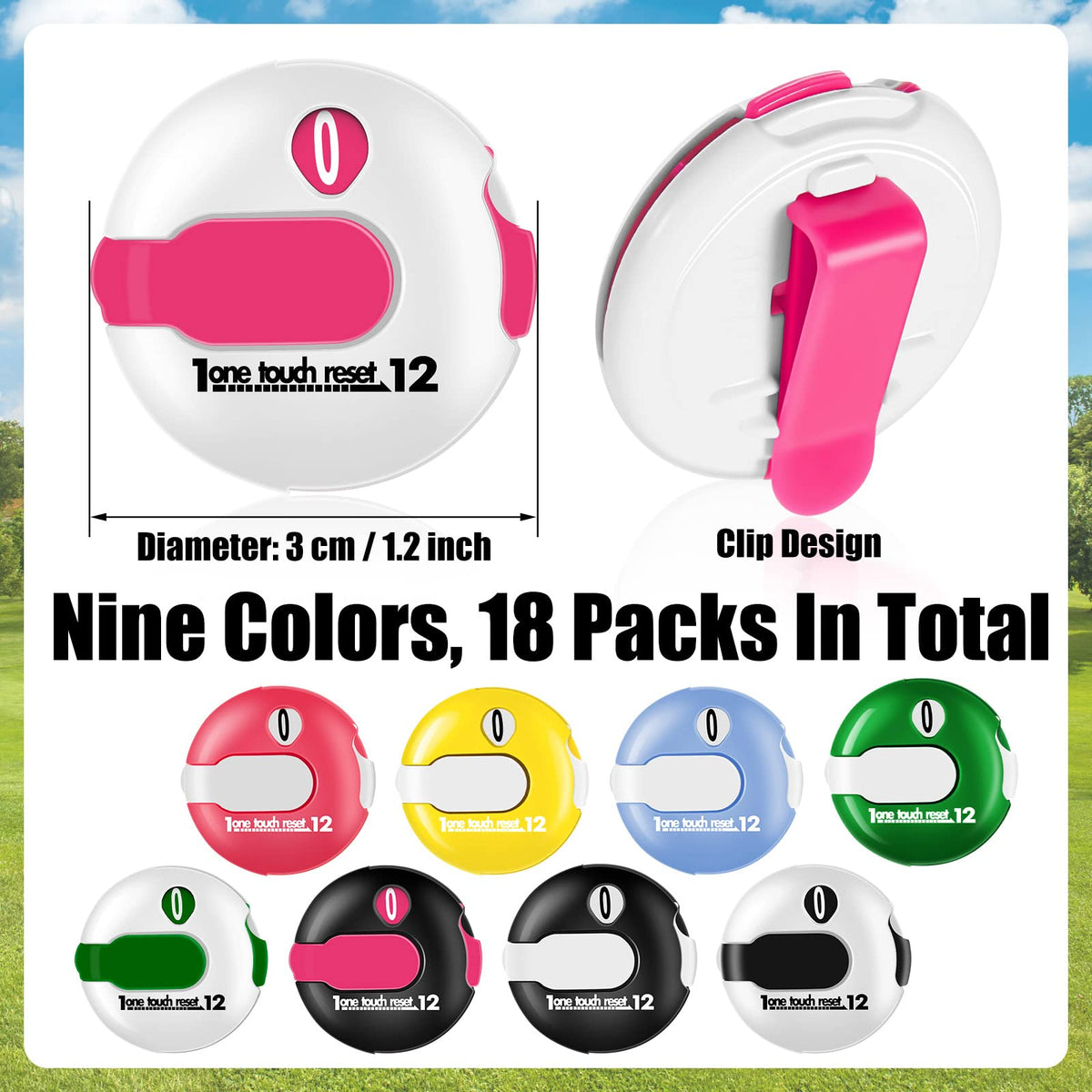 Dunzy golf score counter clip-attachment attached to glove for quick access