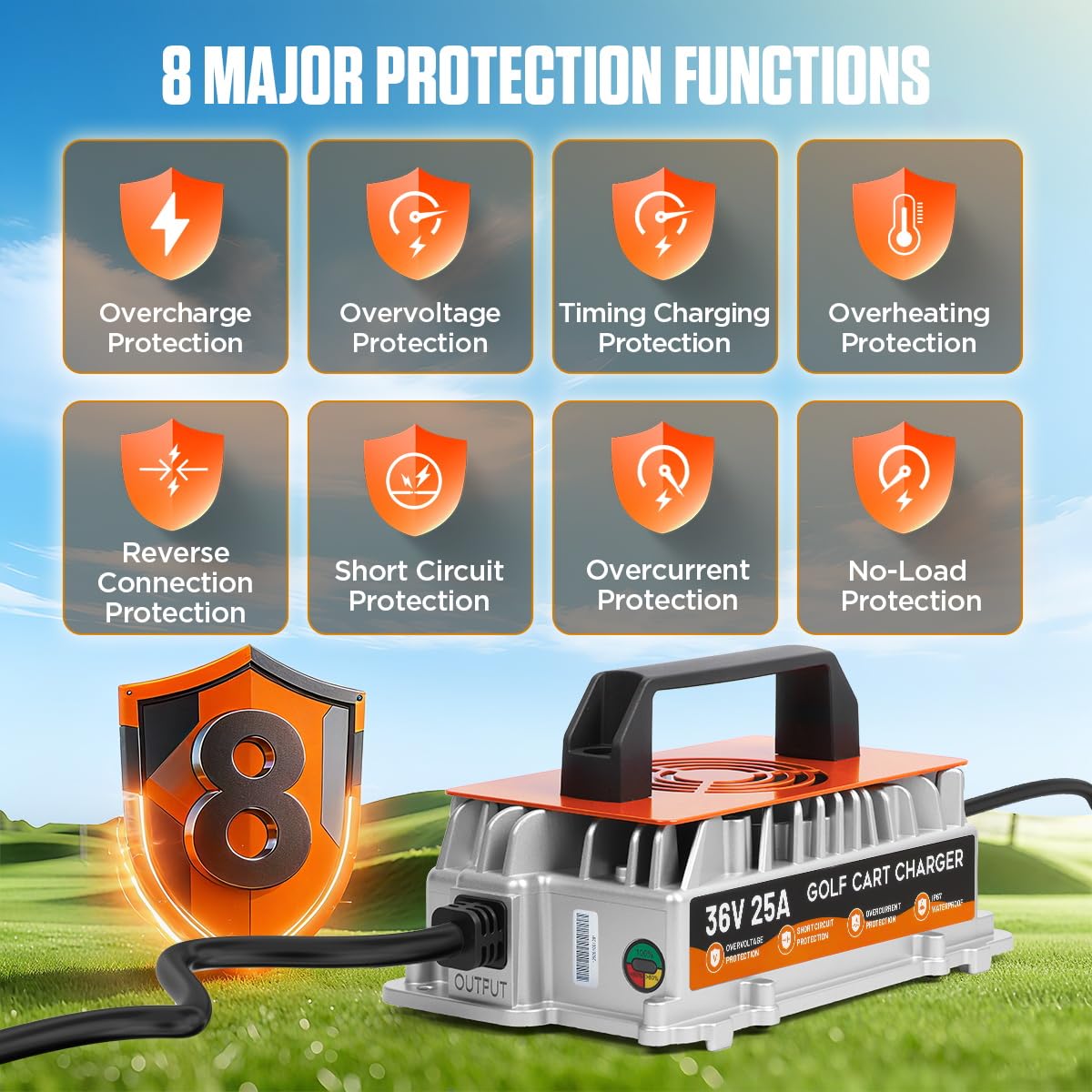 three-color led indicators show charging status at a glance for safer use