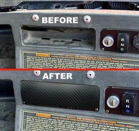 Lightweight, durable dash plate improves golf cart style without extra weight.