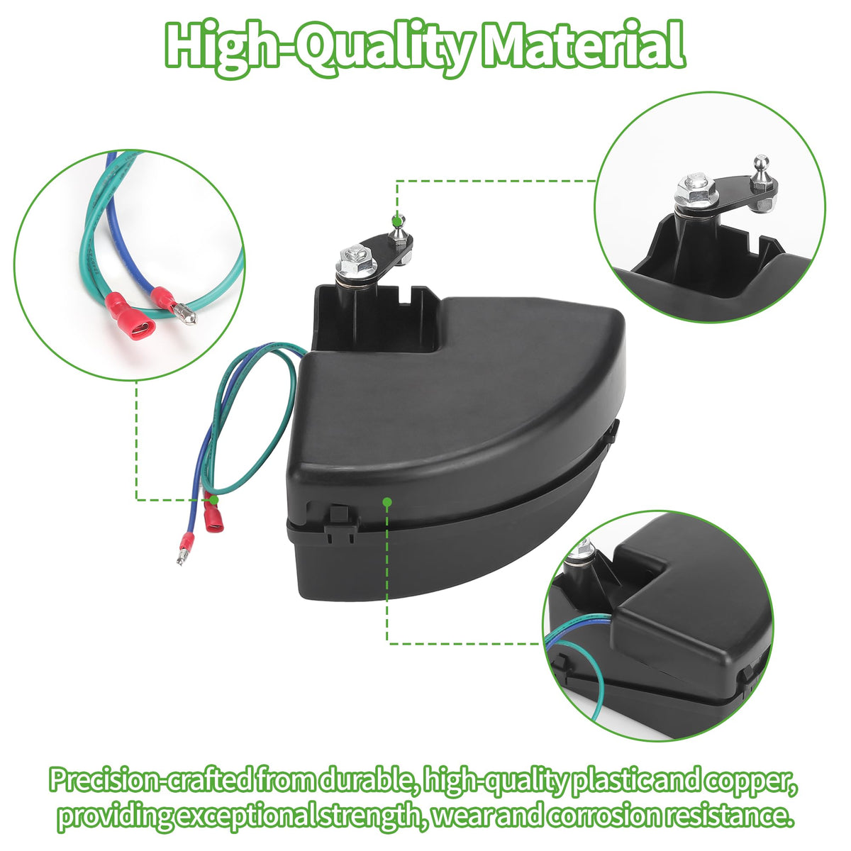 Durable materials resist wear and corrosion for long-lasting golf cart control.