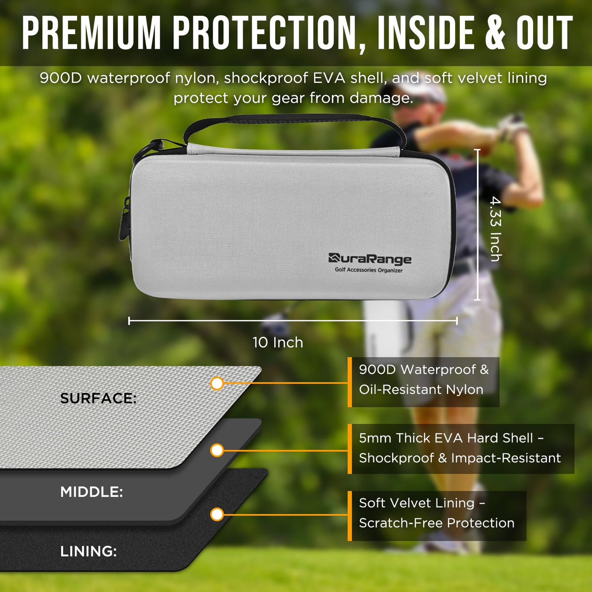 DURARANGE golf glove holder case open organization highlighting ball and tee pockets