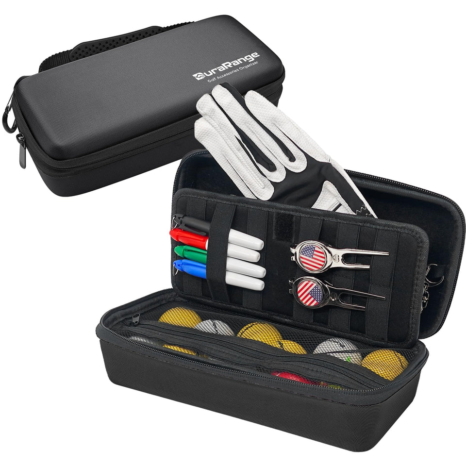 DURARANGE glove holder case with zippered mesh pocket secures up to 10 balls for easy reach