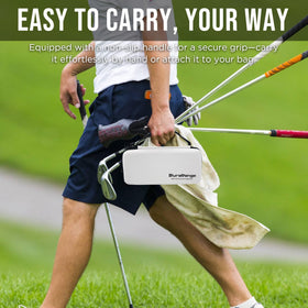 DURARANGE portable travel box fits in golf bag or luggage.