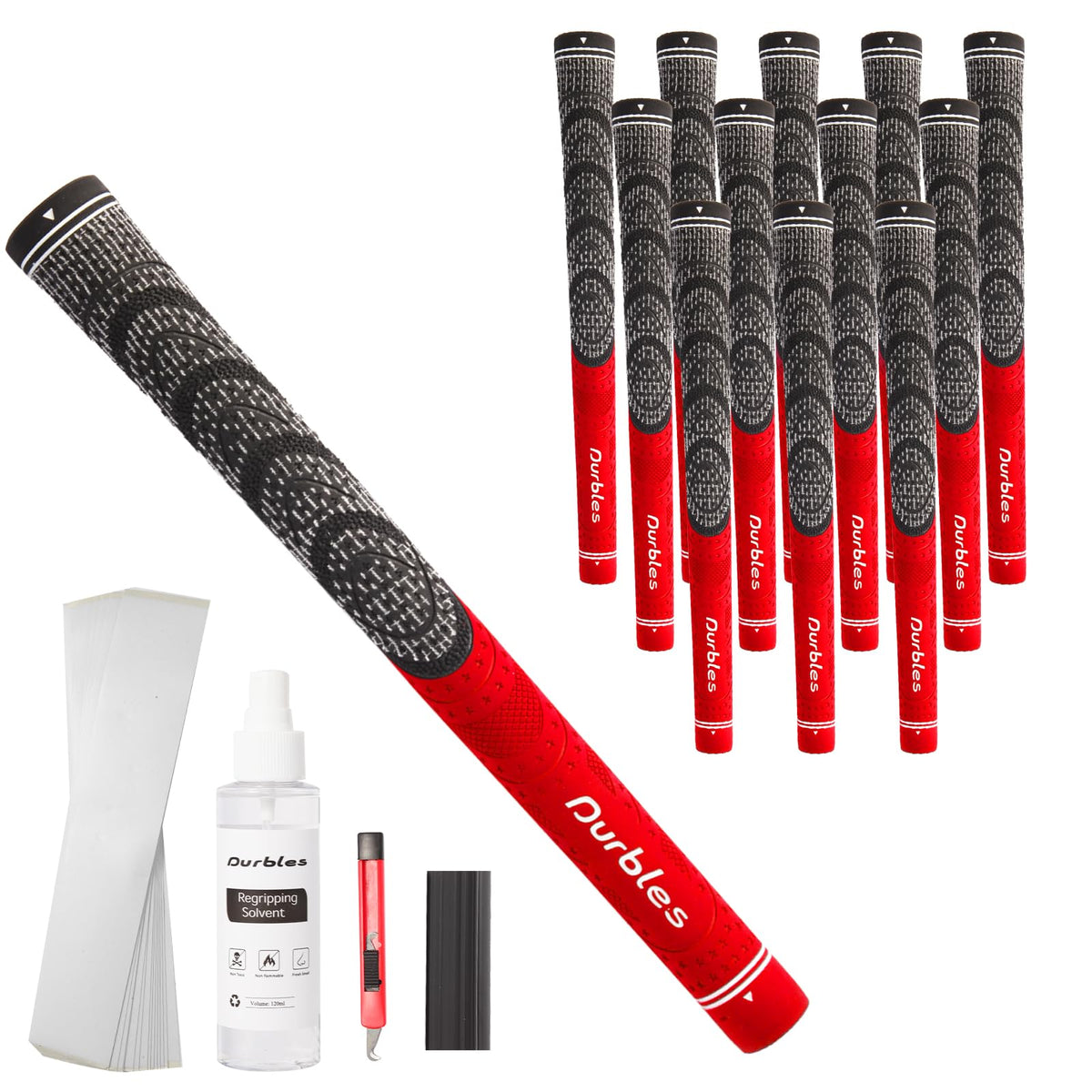 Durbles golf grips all-weather multi-compound for reliable traction on any course conditions.