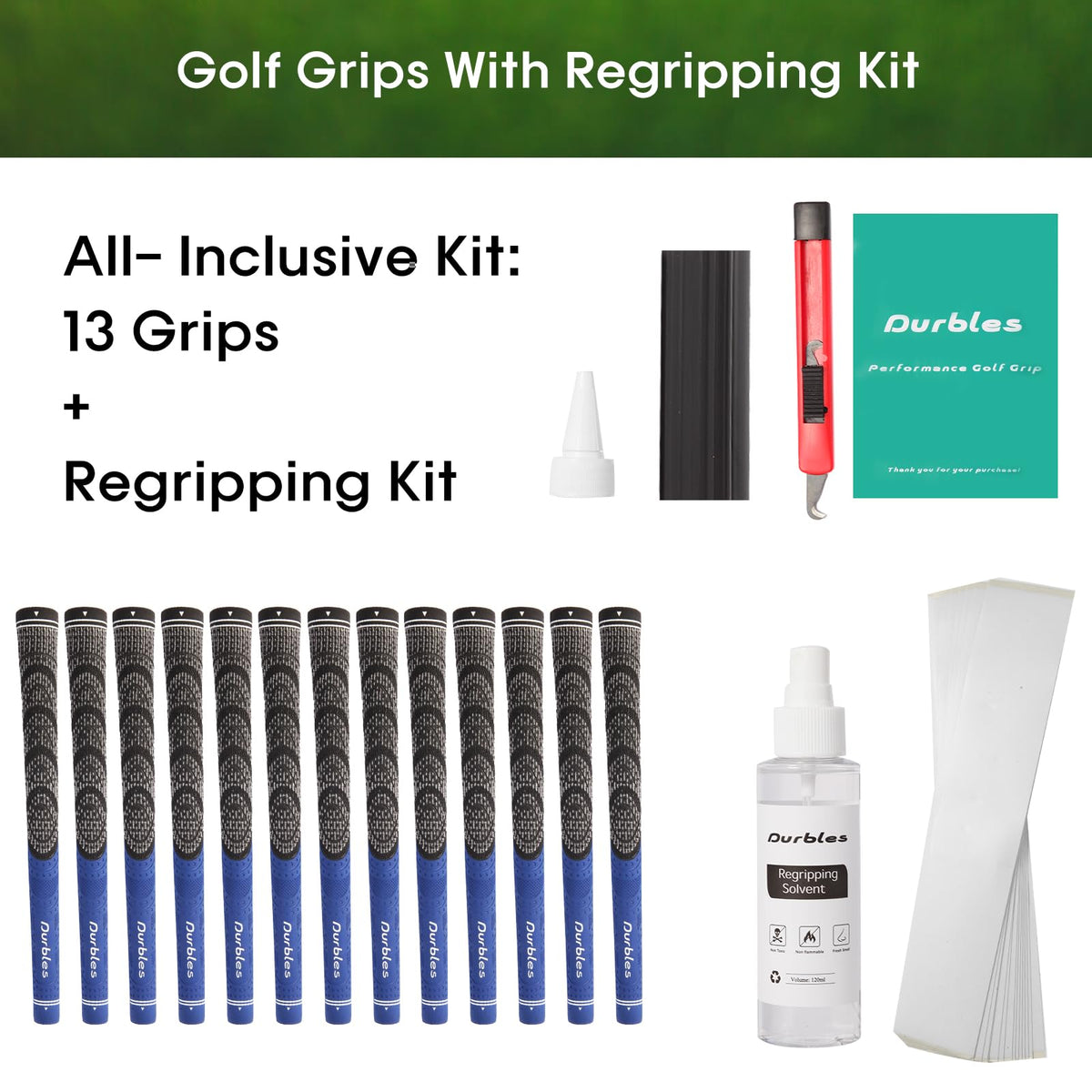 Durbles standard and midsize grips ready for various hand sizes