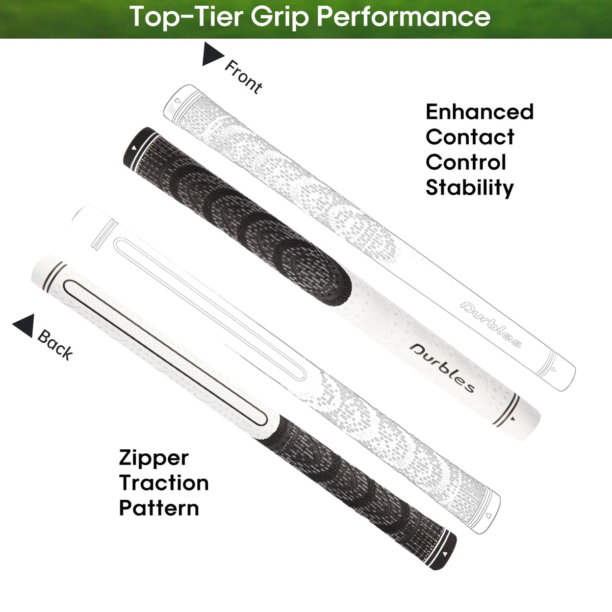 Durbles standard size white golf grips for classic fit