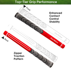 Durbles zippered traction pattern grip enhances contact for steadier swings.