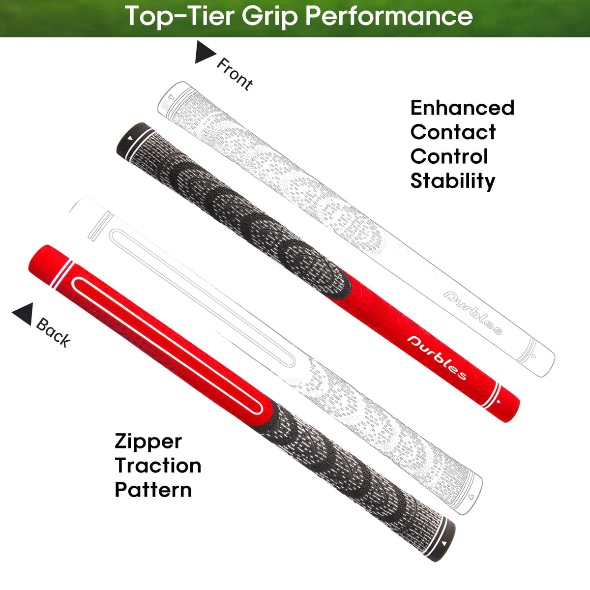 Durbles zipper-traction grips for improved contact on damp days.