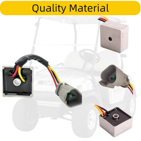 Durzerd Club Car 12V regulator side-connection view highlights simple wiring for quick replacement.