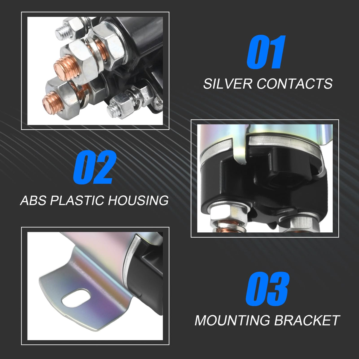 DUZFOREI J17-81950-01 solenoid terminals close-up for precise wiring.