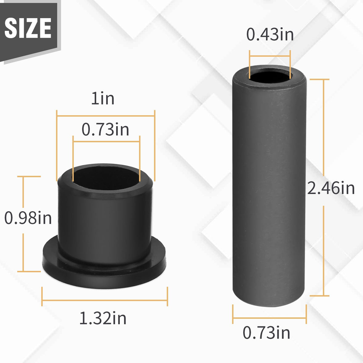 DUZFOREI kit contains four flanged bushings and two spacer tubes