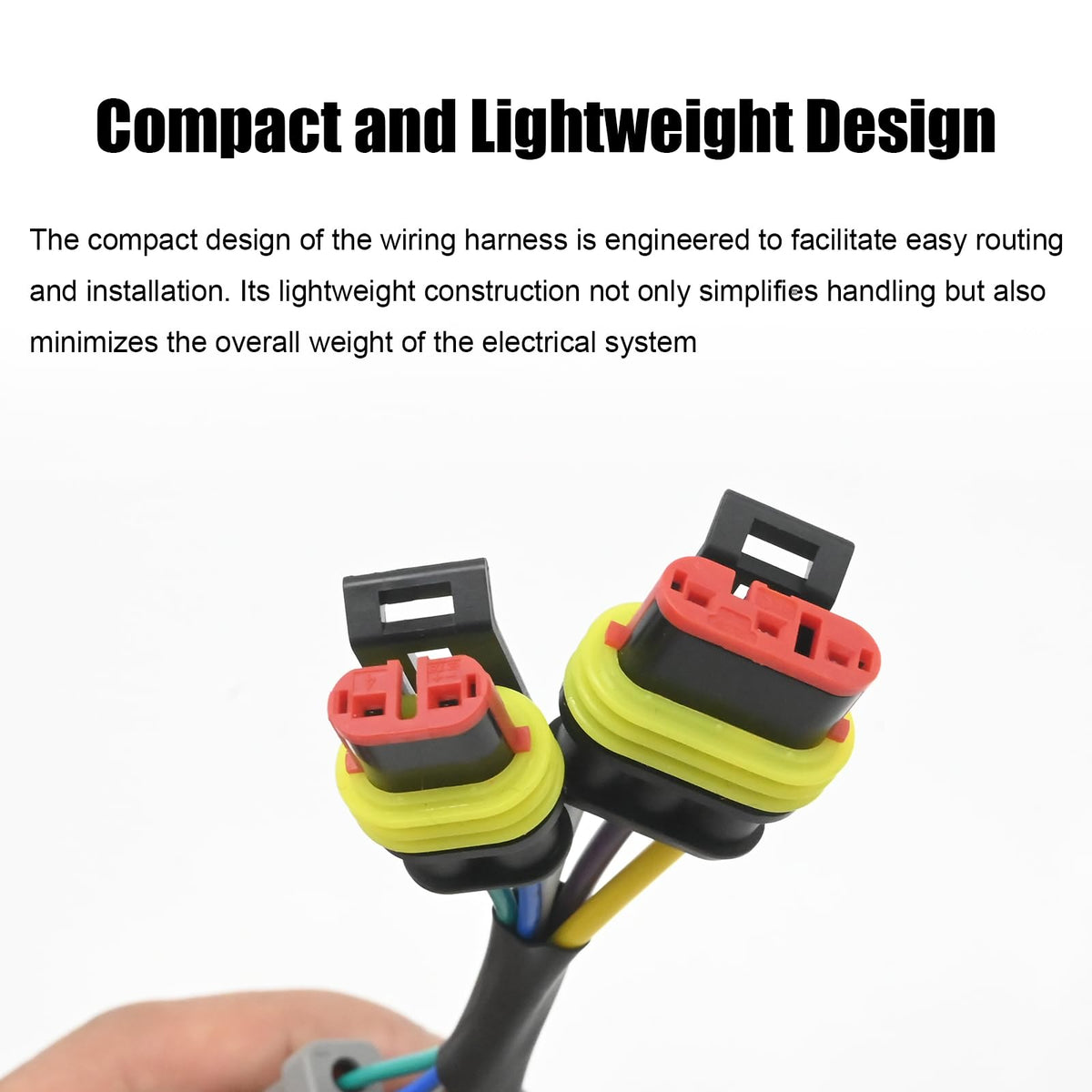 DUZFOREI plug‑and‑play harness close‑up for simple installation.