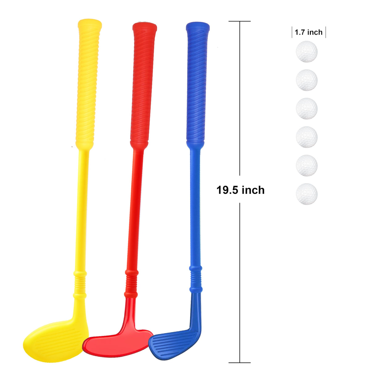 Dyienocs clubs suitable for both indoor and outdoor use by young players.