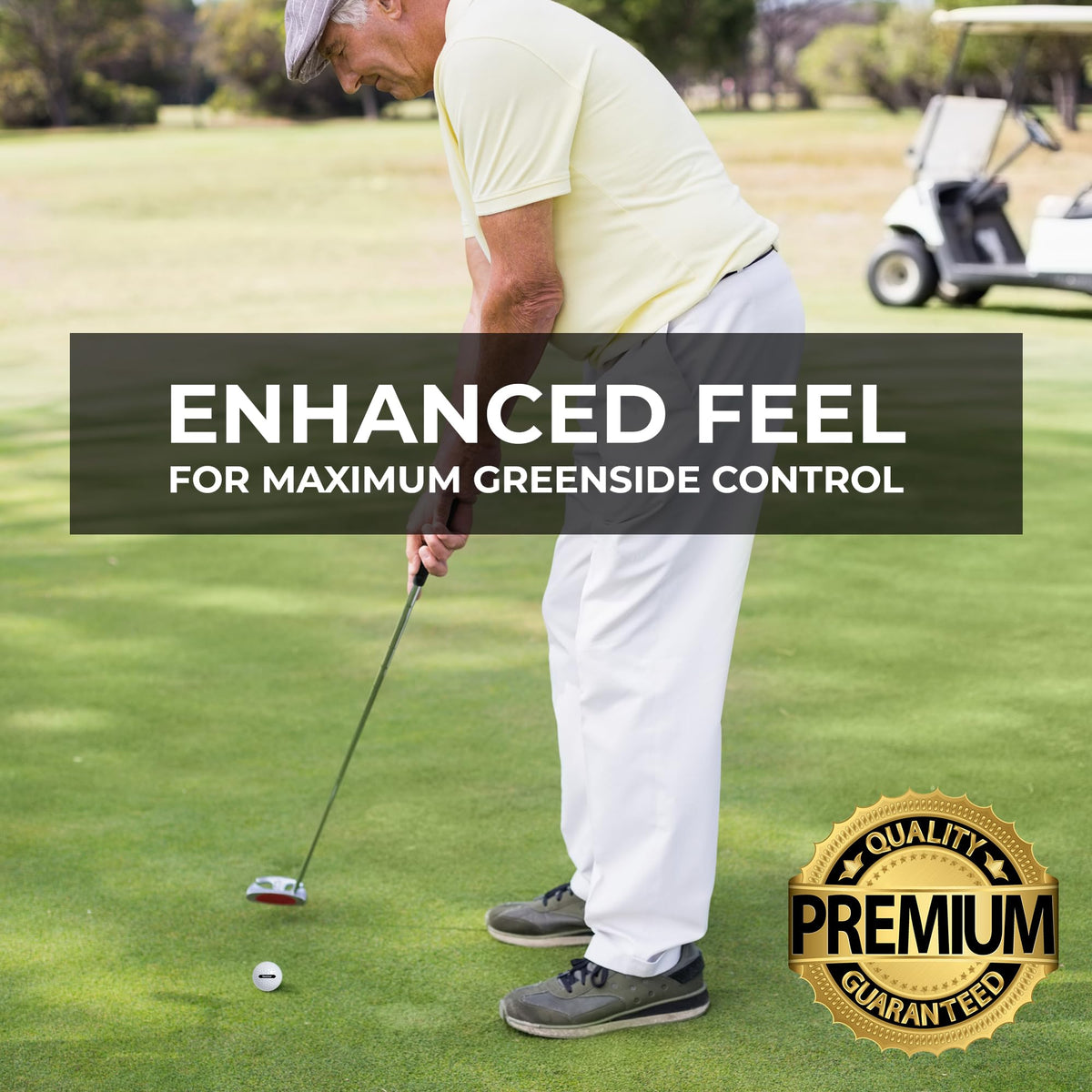 Dymond Golf Senior Balls on green demonstrating visibility and control