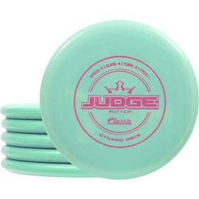 Dynamic Discs Classic Judge 3-putters on green for practice putting consistency