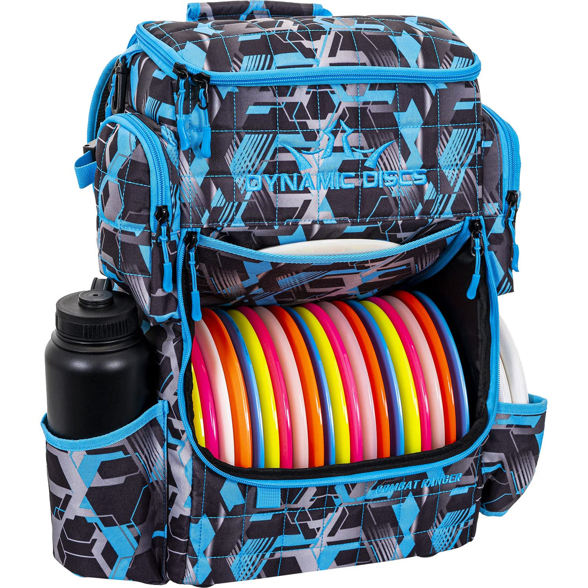 Dynamic Discs Combat Ranger backpack top compartment for quick putter access.