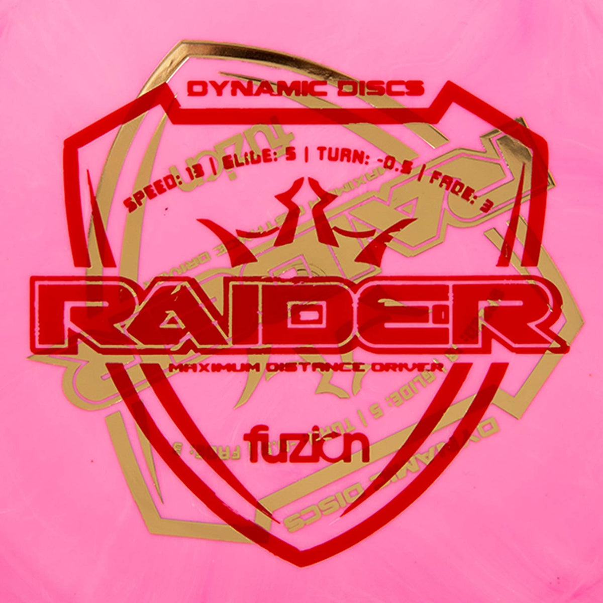Dynamic Discs Fuzion plastic closeup, durable grip improves control for consistent throws.