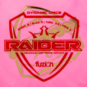 Dynamic Discs Fuzion plastic closeup, durable grip improves control for consistent throws.