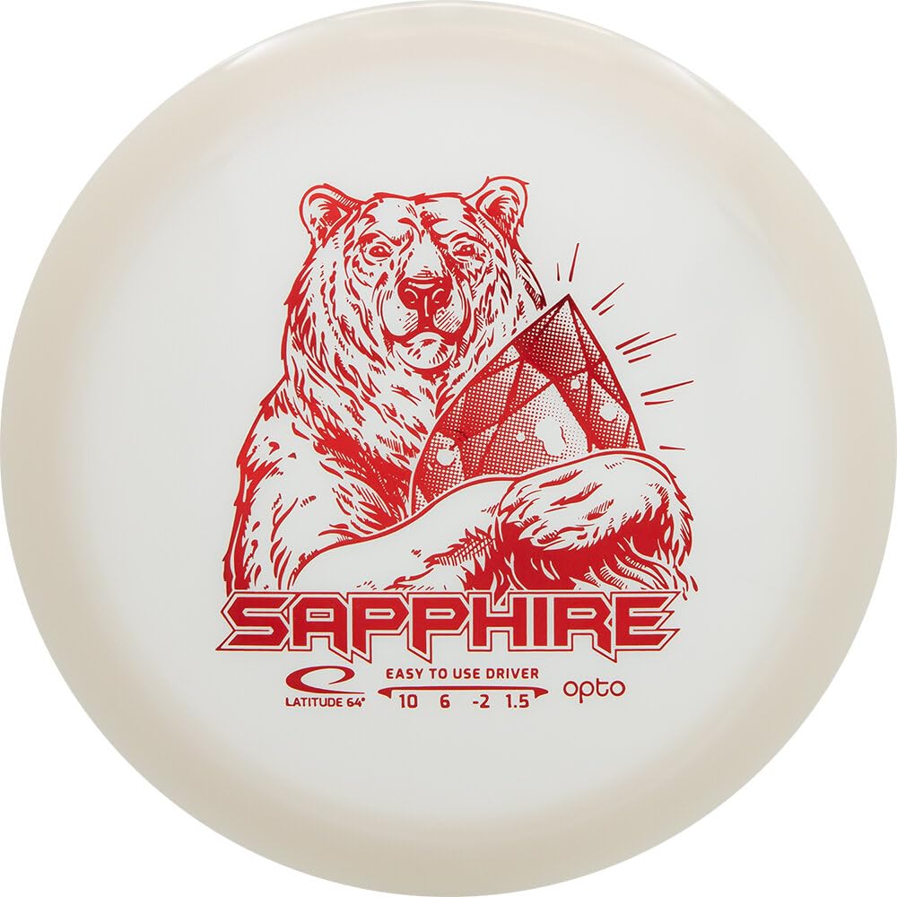 Latitude 64 Opto Sapphire white 165g, beginner-friendly distance driver for smooth releases.