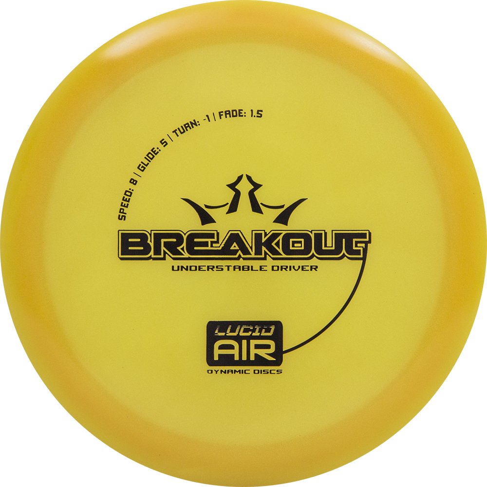 Dynamic Discs Lucid AIR Breakout disc flying straight with controlled fade, ideal for accurate distance.