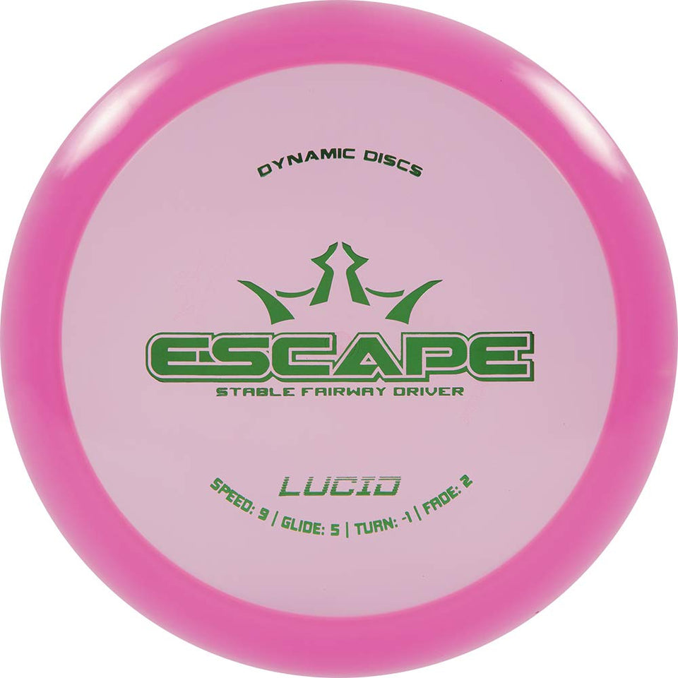 Dynamic Discs Lucid Escape pink front view showing balanced glide for control