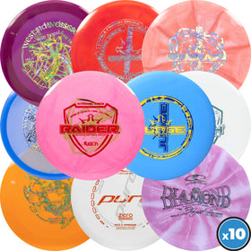 Dynamic Discs misprint 10-pack box shown, ideal starter set for new players.