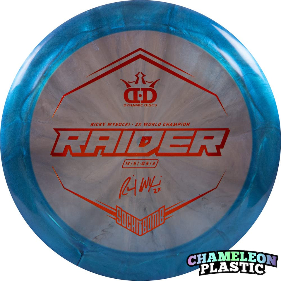 Dynamic Discs Raider Lucid-X hot stamp close-up showcasing limited edition style.