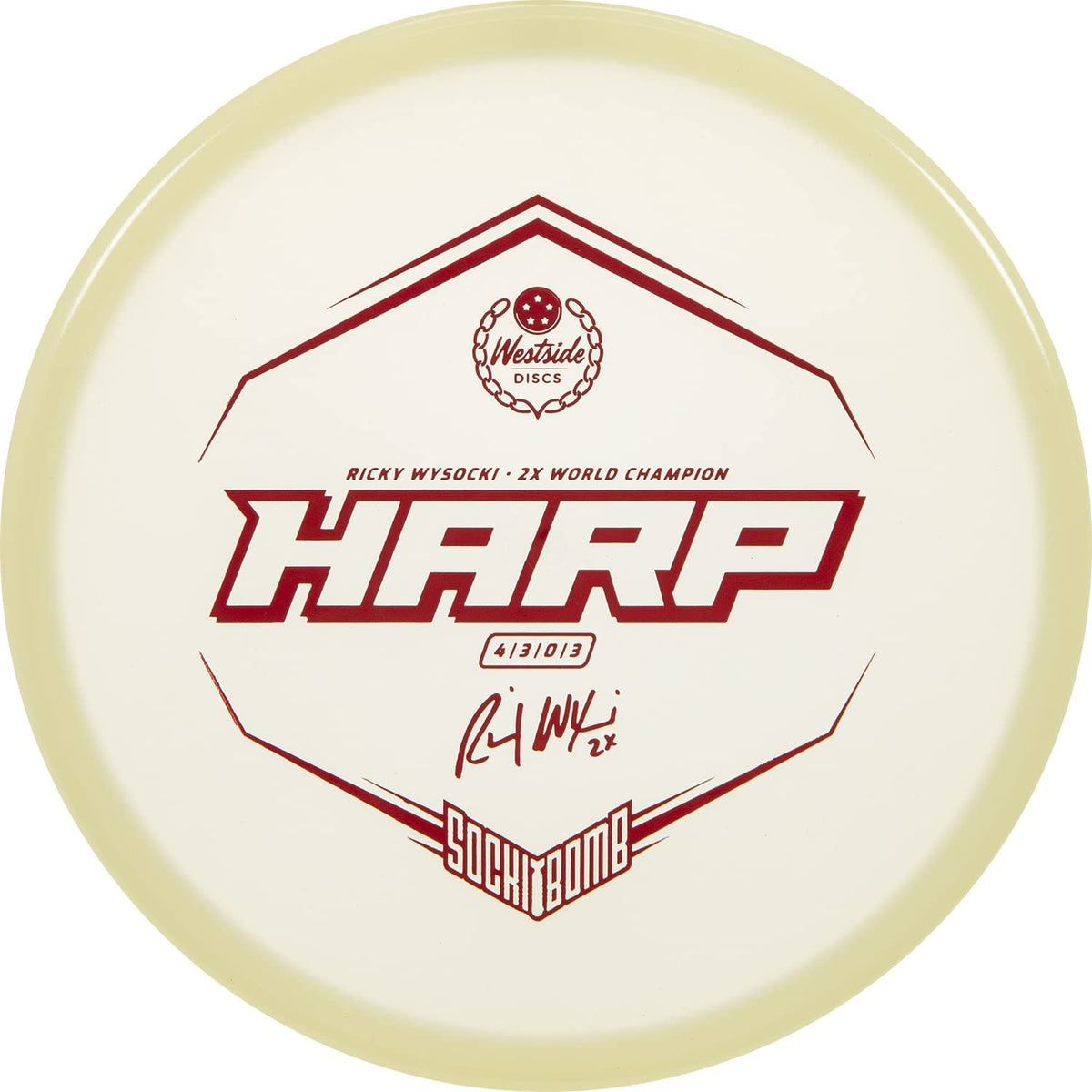 Dynamic Discs Ricky Wysocki Moonshine Harp glow aids stable approach shots in varying weather.