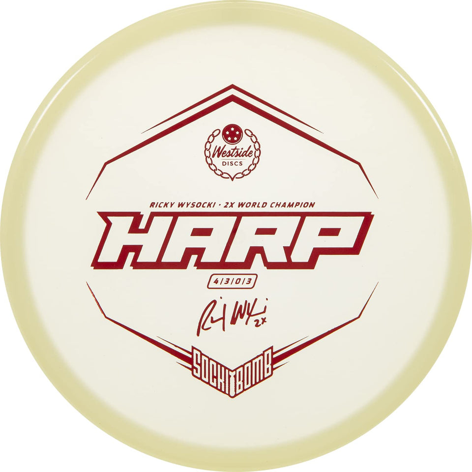 Dynamic Discs Ricky Wysocki Moonshine Harp glow aids stable approach shots in varying weather.