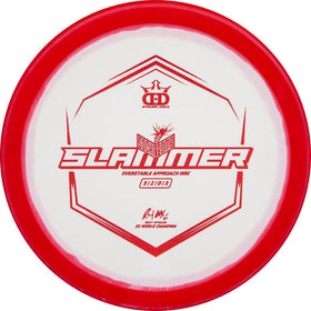 Dynamic Discs Sockibomb Slammer putter front view highlights stable approach capability.