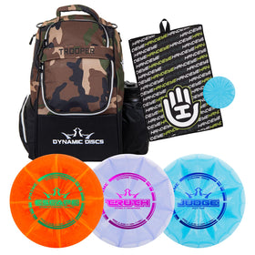 Dynamic Discs Trooper backpack front view showing spacious main compartment for 18+ discs.