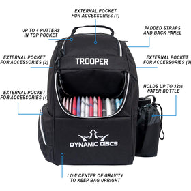 Dynamic Discs Trooper backpack upper pocket for extra gear and layers