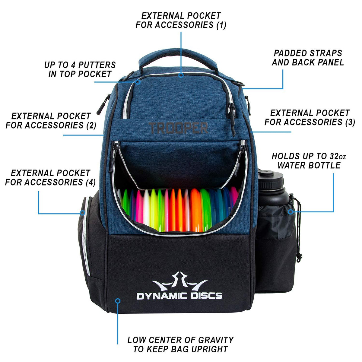Dynamic Discs Trooper upper pocket neatly stores extra gear and apparel