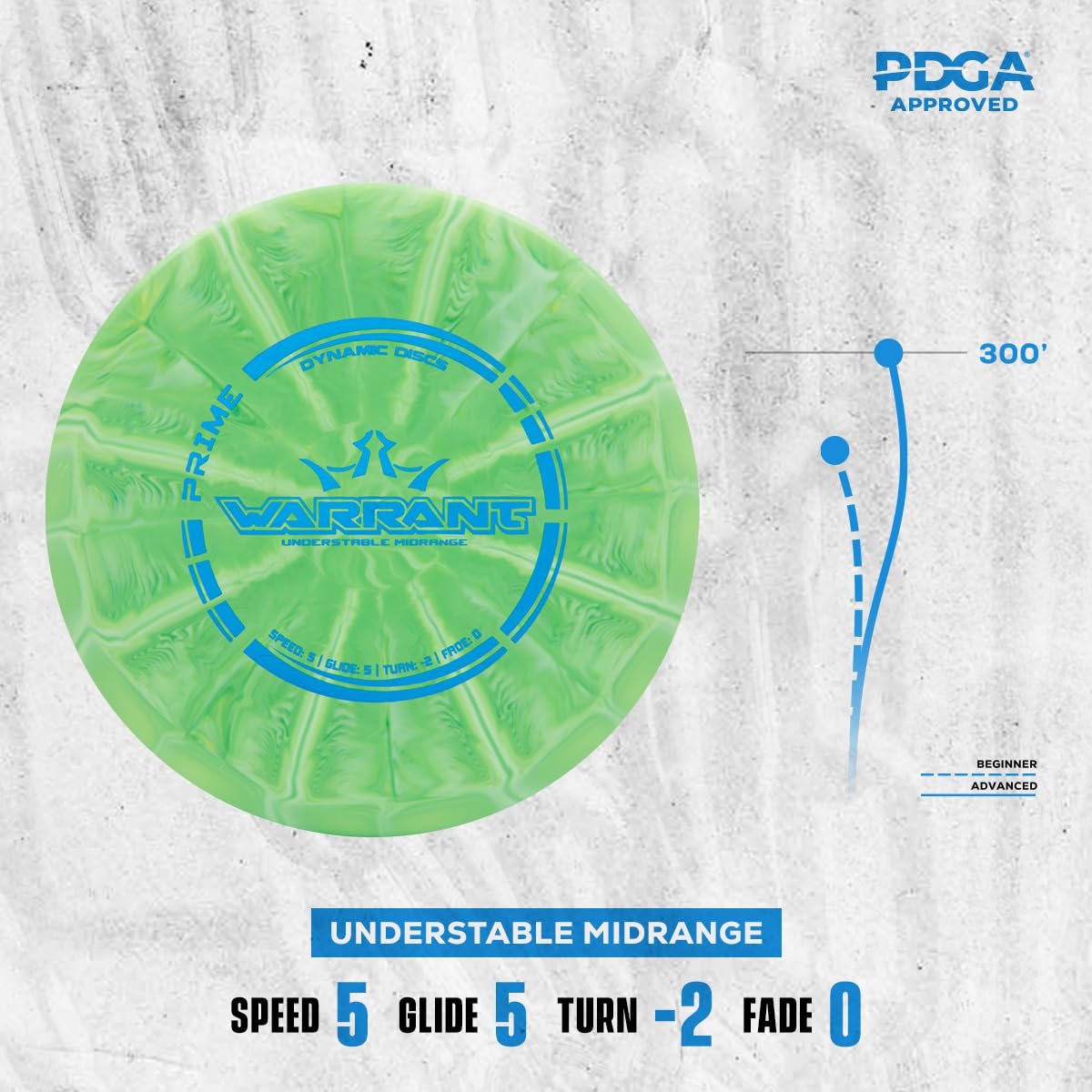 Dynamic Discs Warrant midrange close-up for controlled distance and lines