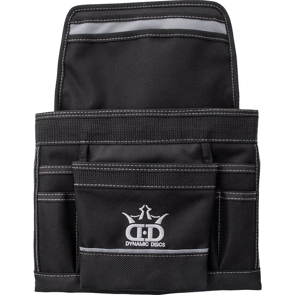 Dynamic Discs ZUCA Cart Putter Pouch opened to show five pockets for putters and essentials
