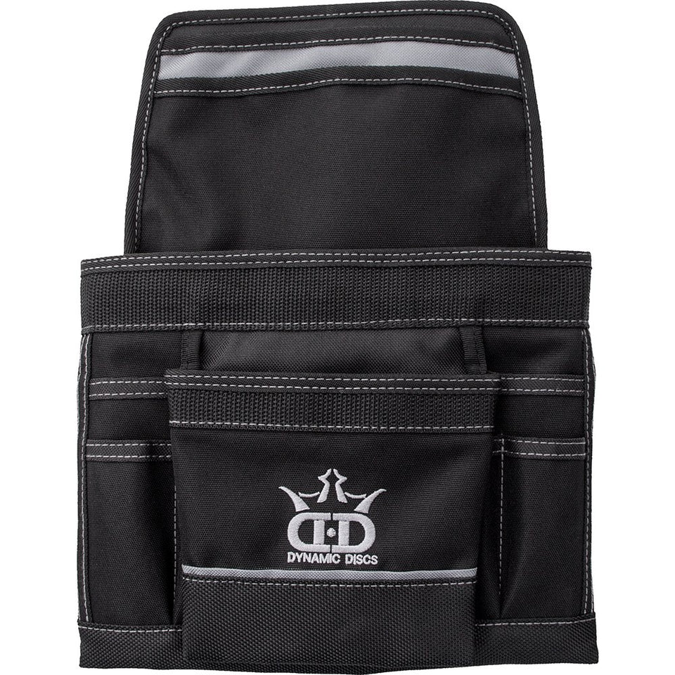 Dynamic Discs ZUCA Cart Putter Pouch opened to show five pockets for putters and essentials