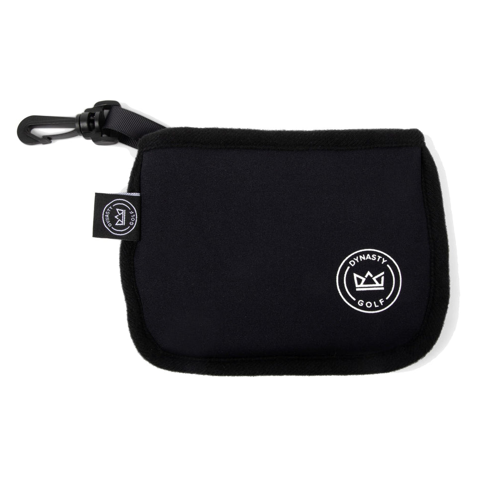 Dynasty Golf clip-on pouch attached to your bag for quick on-course cleaning