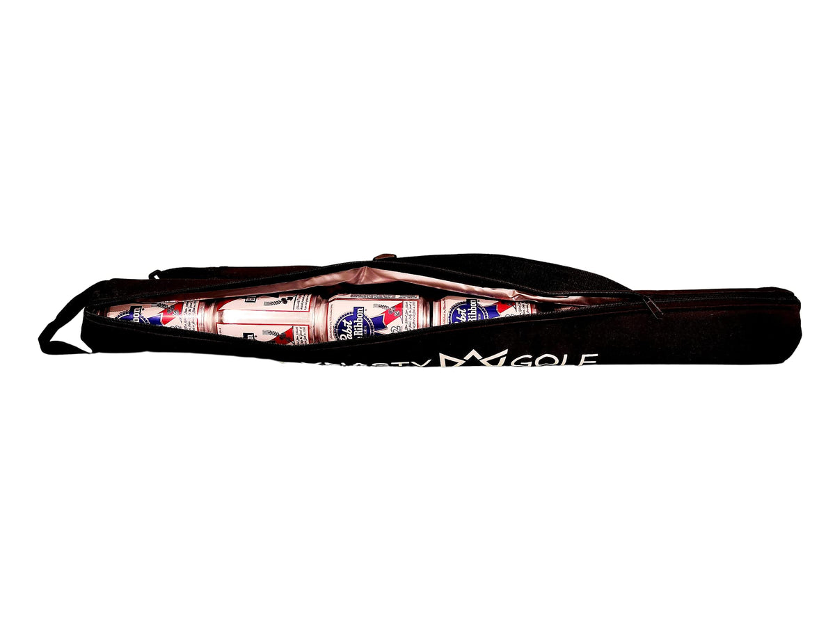 Dynasty Golf slender cooler sleeve minimizes bulk in the bag