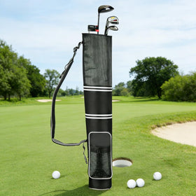 DZS Sunday Golf Bag folds compactly for quick storage in small spaces.